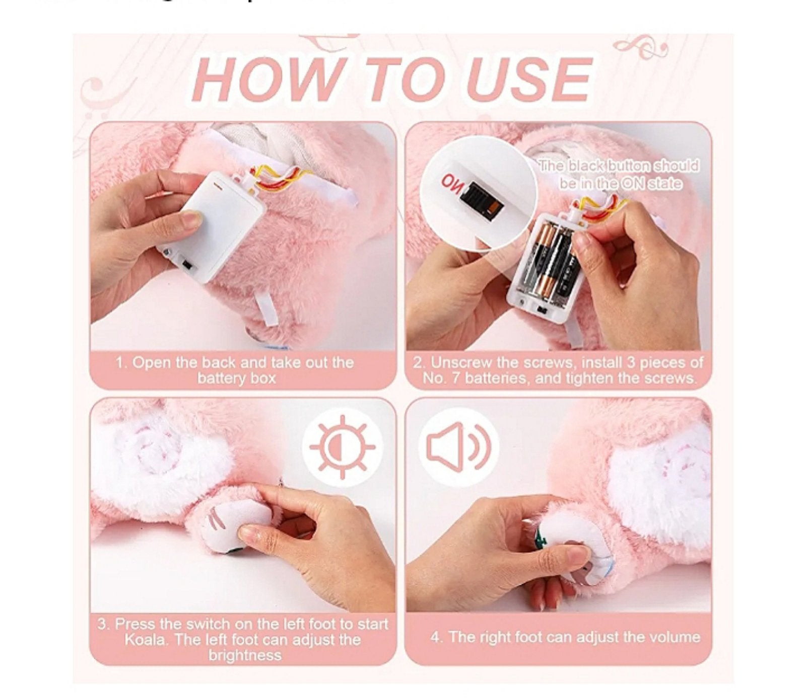 Siva plišana koala sa svetlom i melodijama – umirujuća interaktivna igračka