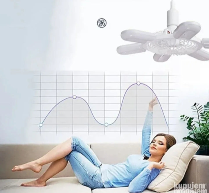 Plafonski ventilator sa LED svetlom i sklopivim krilima – 60W