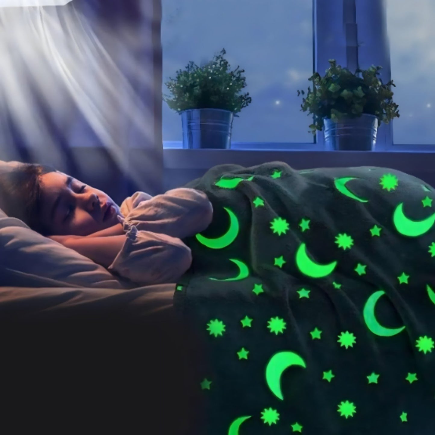 Svetleće ćebe – Magično ćebe za decu sa zvezdama i mesecom 🌙✨
