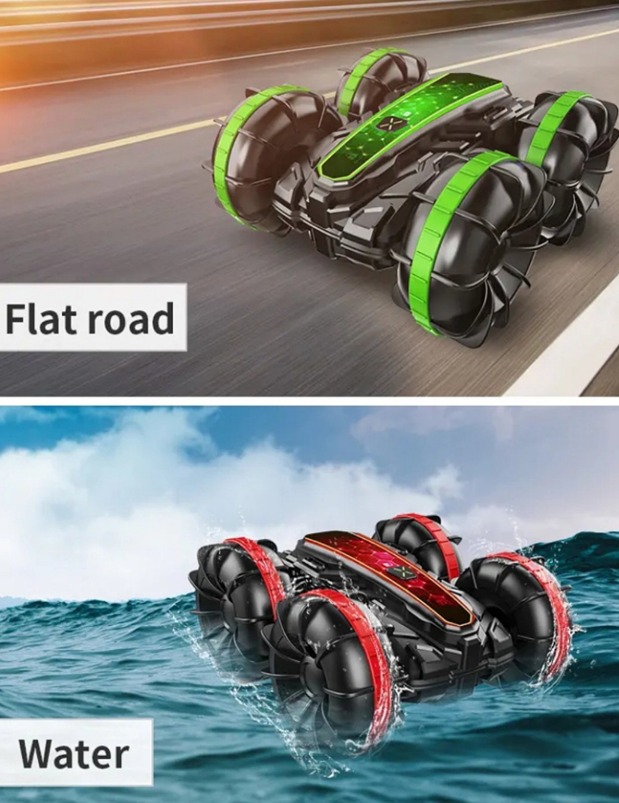 vodootporan kaskaderski automobil za vodu, sneg i teren | 4WD Stunt Car sa dva daljinska upravljača