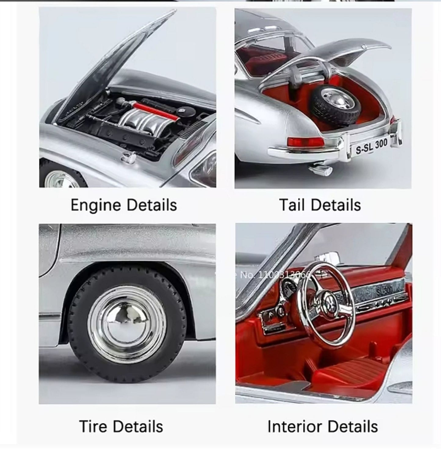 Mercedes-Benz 300SL 1:24 – Kolekcionarski Diecast Model sa Svetlima i Zvukom