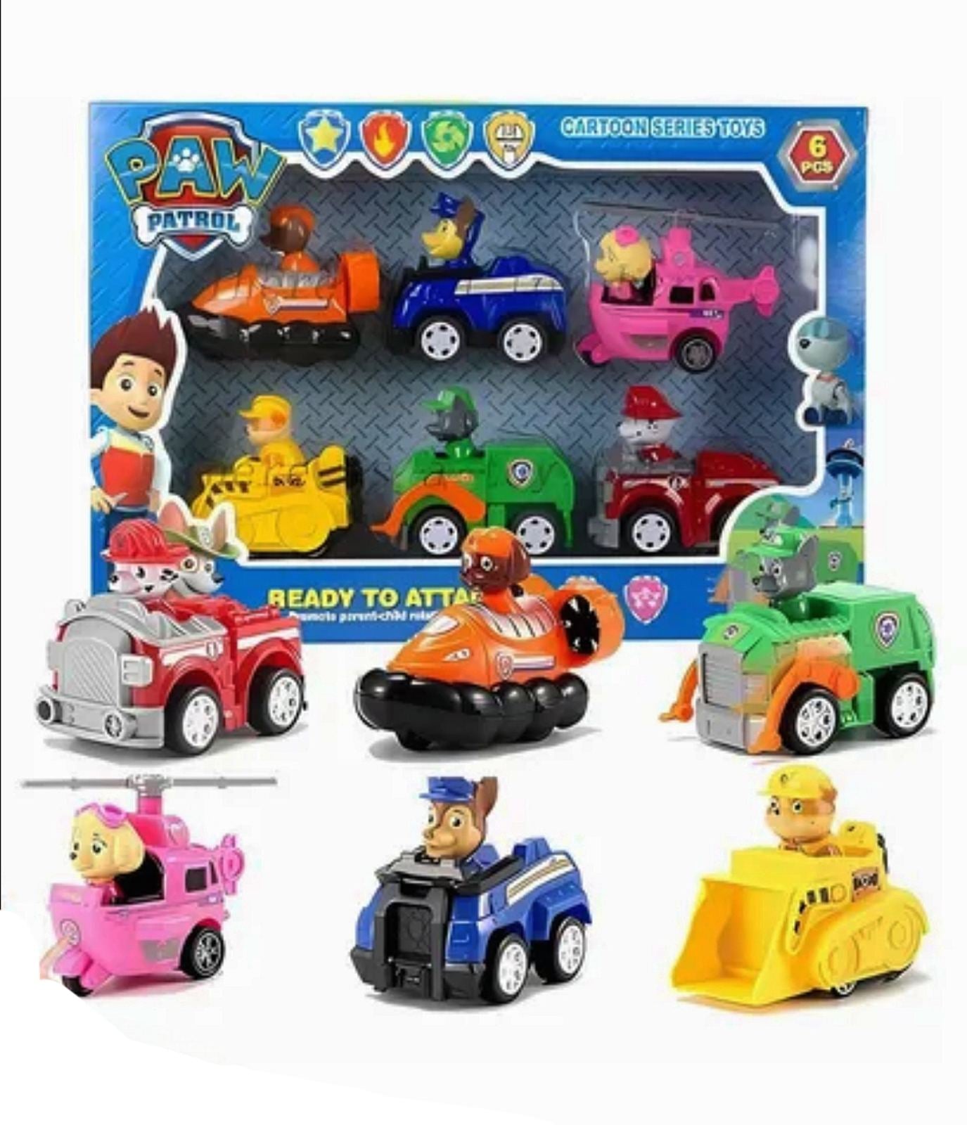 🐾🚗 Patrolne Šape – Set od 6 Vozila na Povlačenje