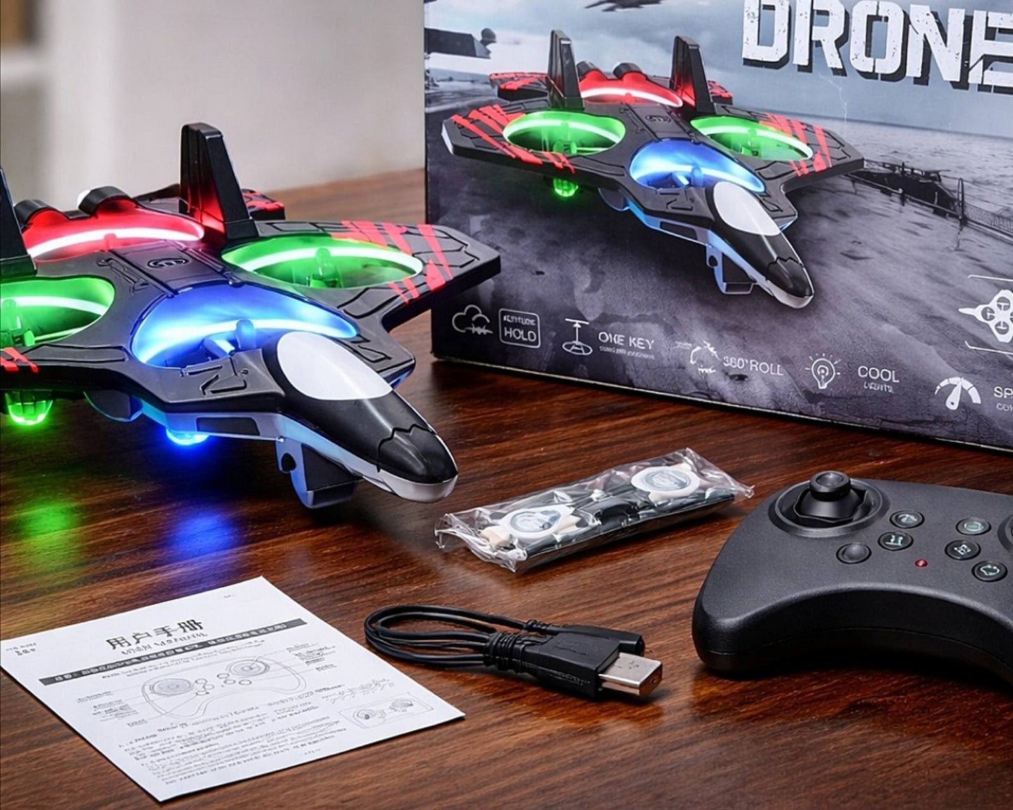 Avion - dron F1 sa svetlom, 360step rotacijom, aut poletanje