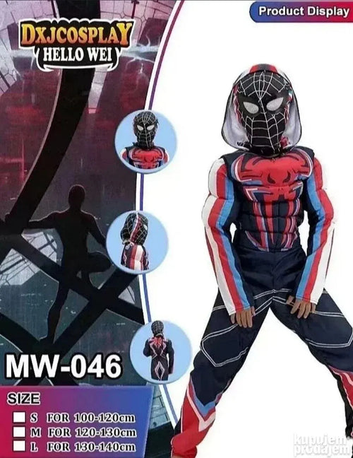 Kostim Spiderman sa misicima i kapuljacom