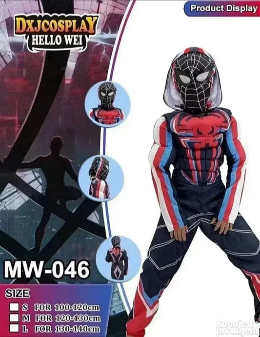 Kostim Spiderman sa misicima i kapuljacom