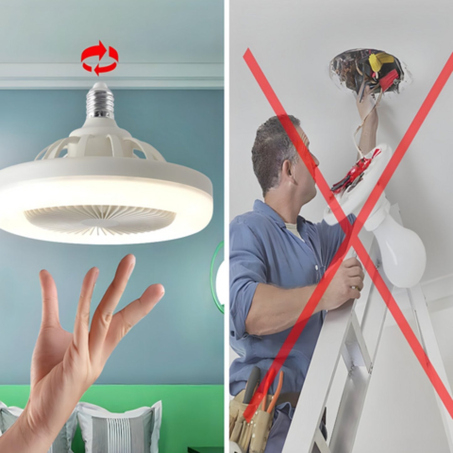 💡 LED Luster Sijalica sa Ventilatorom – E27, 30W