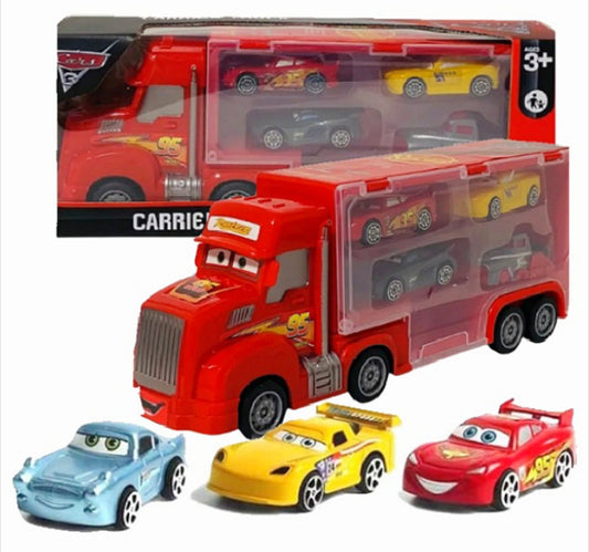 🚚 Munja Mekvin Transporter – Kamion sa 4 Metalna Auta i Lanserom (35 cm)