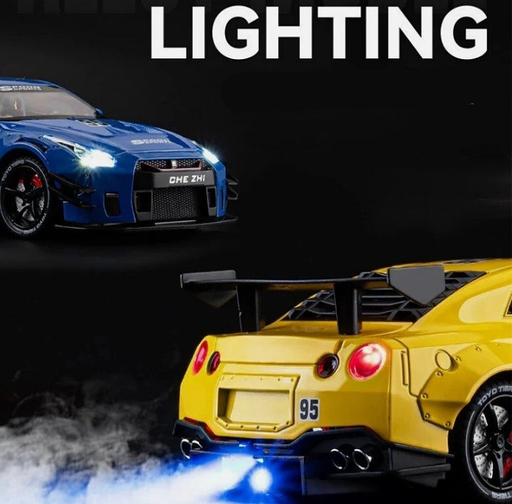 🏁 Nissan GT-R R35 – Metalni model sa svetlosnim i dimnim efektima!