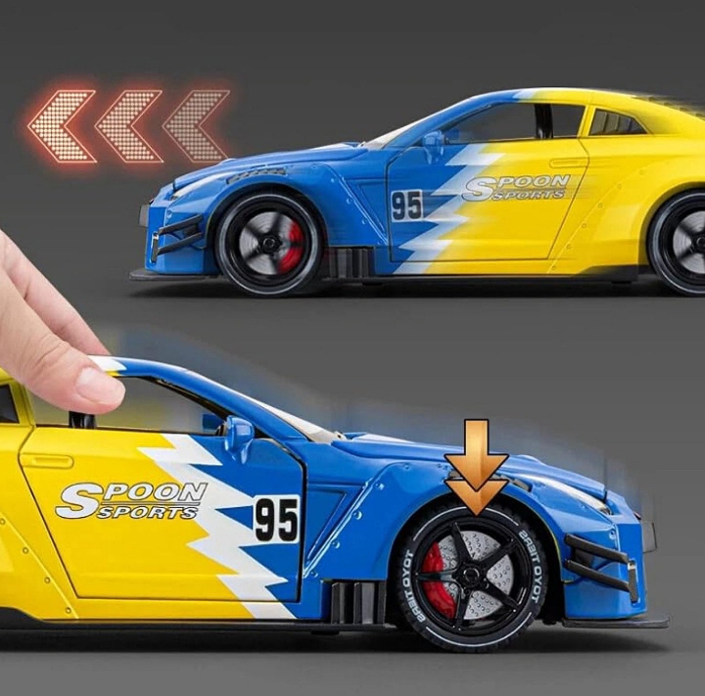 🏁 Nissan GT-R R35 – Metalni model sa svetlosnim i dimnim efektima!