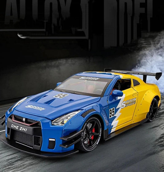 🏁 Nissan GT-R R35 – Metalni model sa svetlosnim i dimnim efektima!