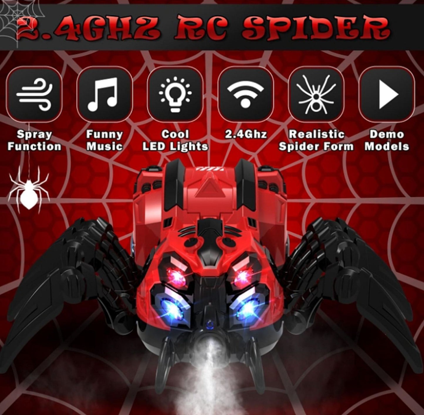 🕷️ RC Spider Robot – Pauk koji se kreće, svetli i ispušta maglu!