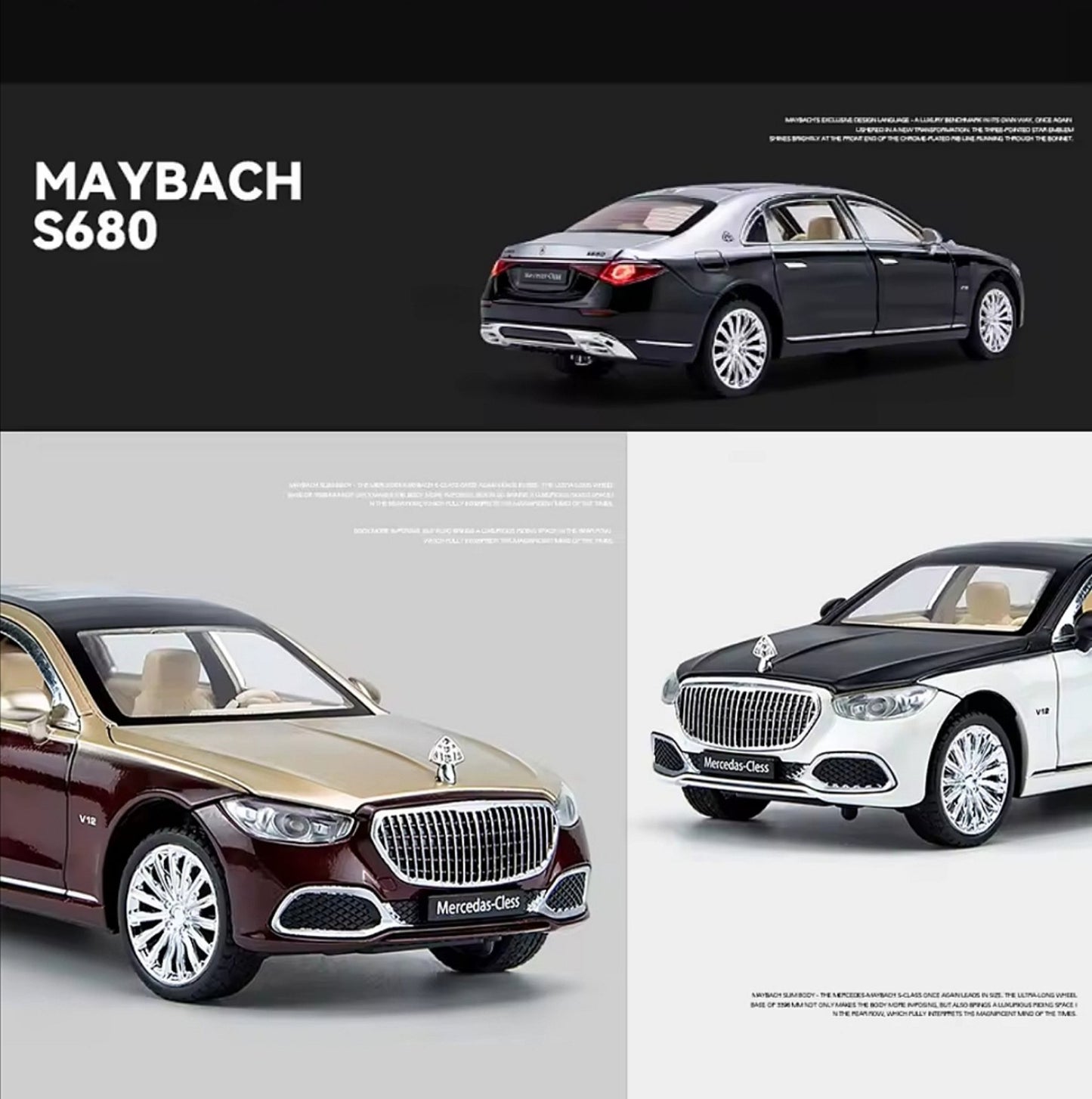 Mercedes Maybach S680 – Luksuzni Metalni Model 1:24 sa Svetlima i Zvukom