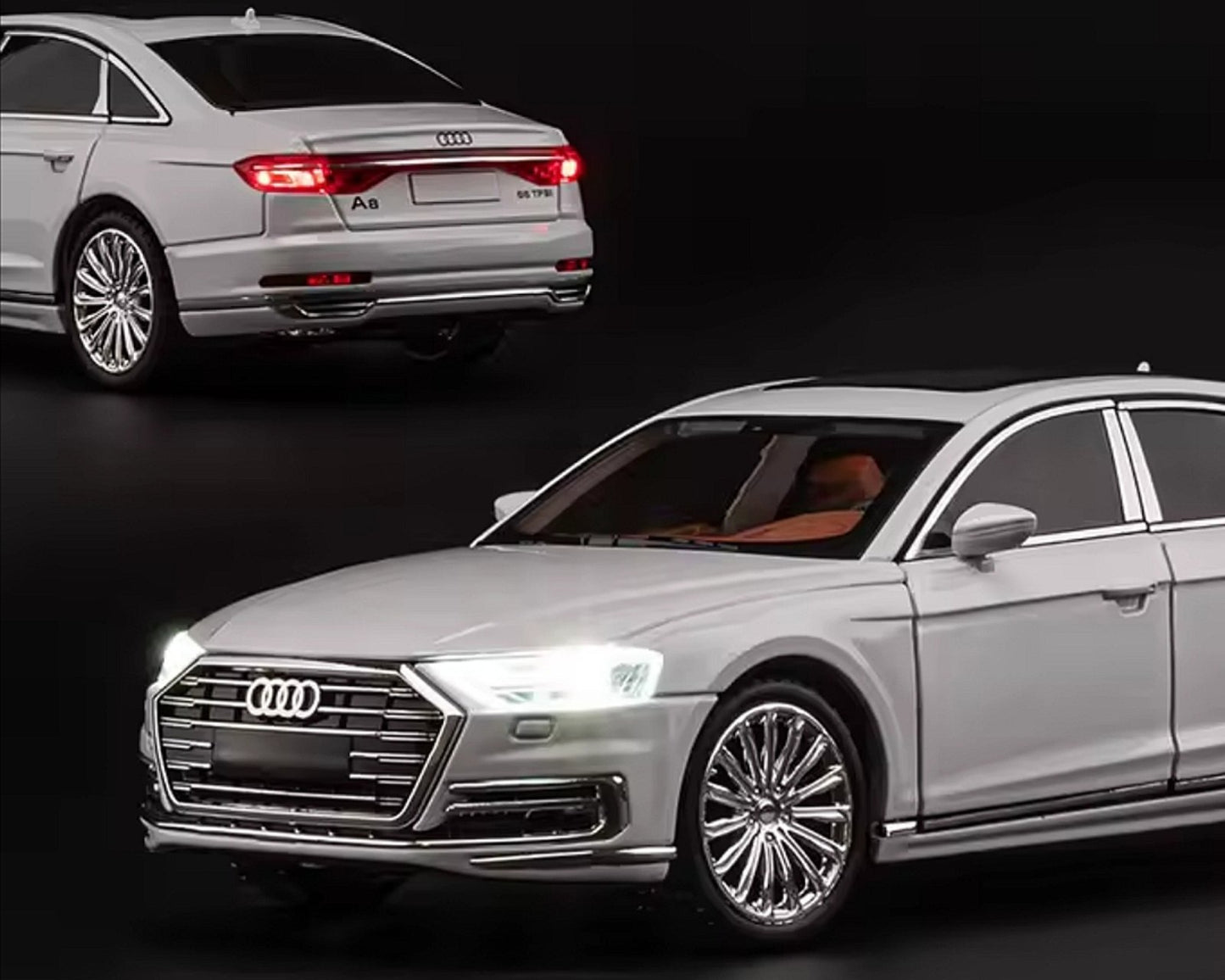 🚘 Audi A8 2024 – Metalna maketa 1:24 sa perosnlizovanim tablicama