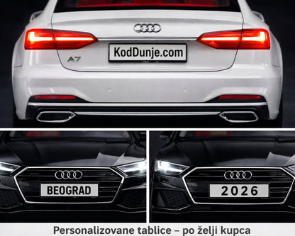 Audi A7 1:24 – Premium metalni model + personalizovane tablice
