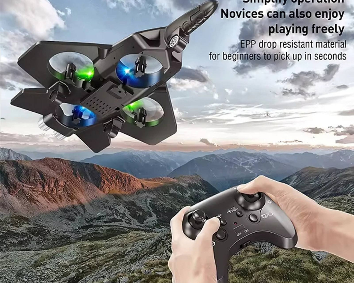 Avion - dron F1 sa svetlom, 360step rotacijom, aut poletanje