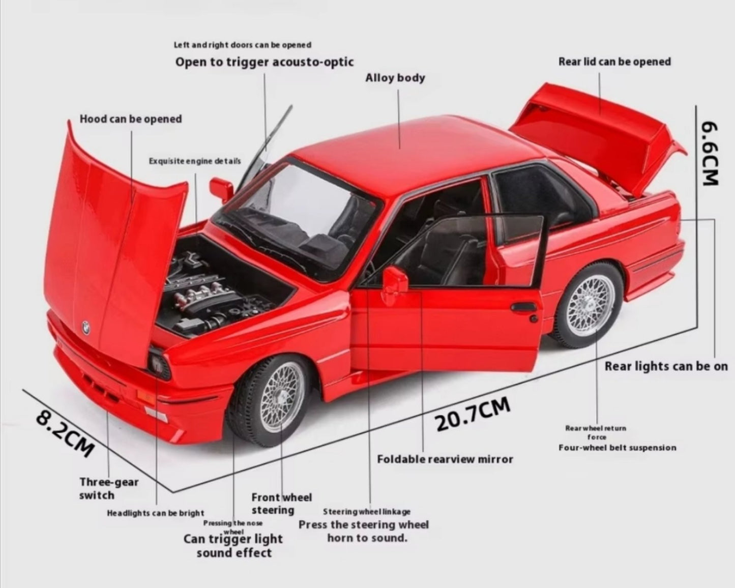 🏁 BMW M3 E30 – full metalan 1:24 sa personalizovanim tablicama