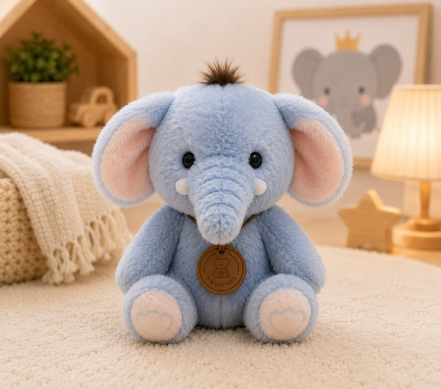 🐘 Plišani plavi slon 30 cm – mekana igračka za decu