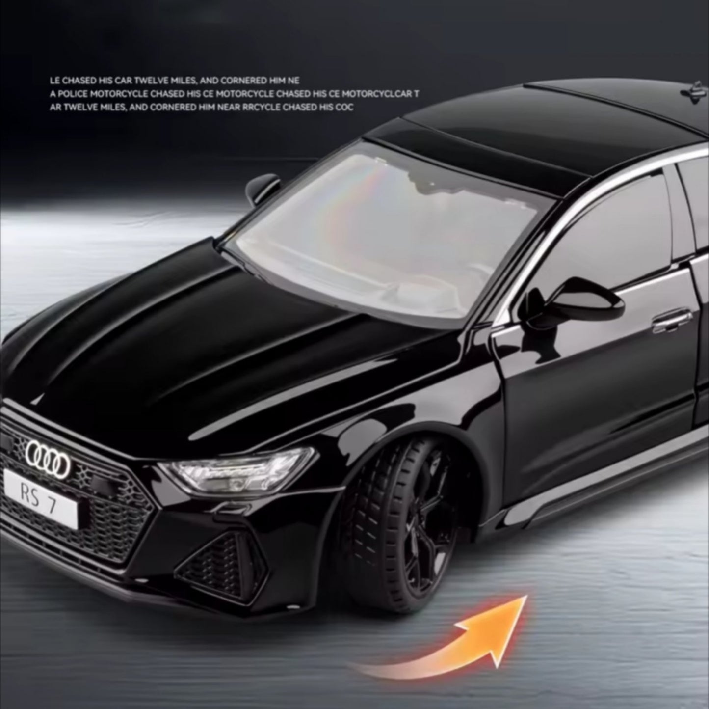 Metalni Audi RS7 1:24 – Svetla, Zvučni Efekti i Personalizovane Tablice