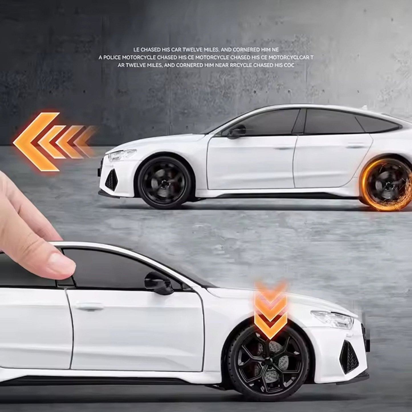 Metalni Audi RS7 1:24 – Svetla, Zvučni Efekti i Personalizovane Tablice