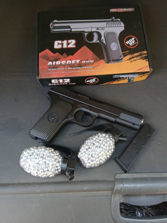Metalna Airsoft Replika C12 Tetejac (6mm) – Ceo od Metala + Gratis 500 Kuglica